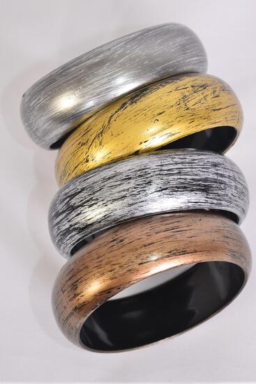 Bracelet Bangle Acrylic Fall Brush Stroke / 12 pcs = Dozen Fall , Size - 2.75" x 1" Wide , 3 Gold , 3 Silver , 3 Copper , 3 Pewter Color Asst , Hang tag & Opp Bag & UPC Code 