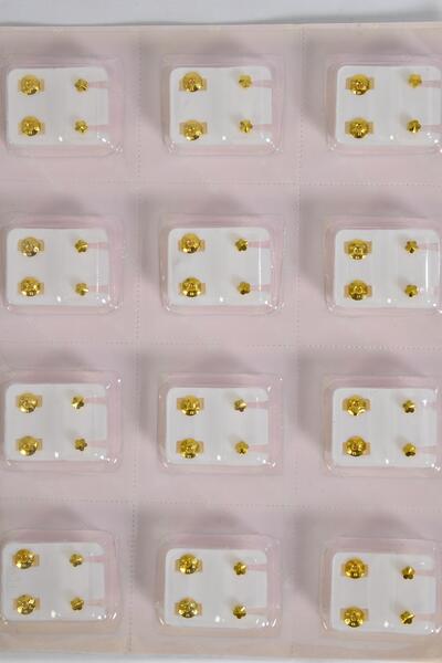 Earrings Rhinestone Stud Flower shape Post / 12 pair = Dozen Flower Shape , Choose Gold Or Silve finish