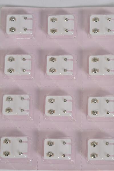 Earrings Stud w Heart shape Post / 12 pair = Dozen  Post , w OPP bag , Choose Gold or Silver Finish