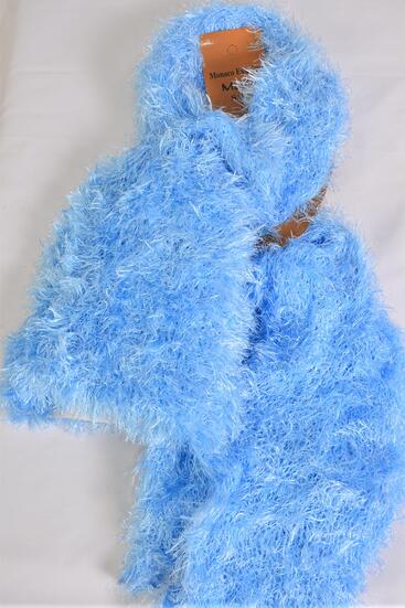 Scarf Magic Scarf w Hat 2 pcs Sets Soft Stretch Blue / Sets Blue , Scarf Size - 64 x 13" Wide , Display Card & OPP Bag & UPC Code