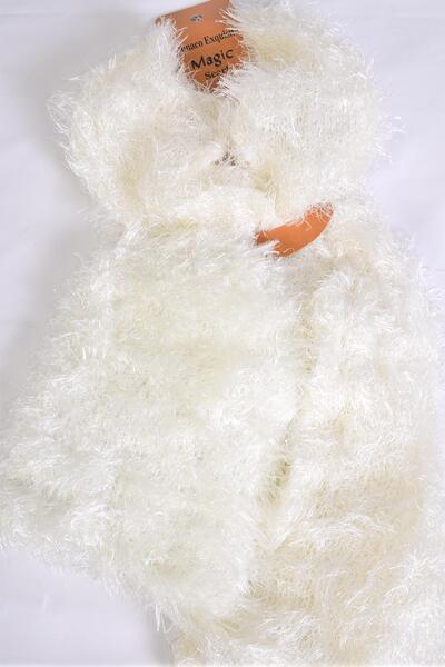 Scarf Magic Scarf w Hat 2 pcs Sets Soft Stretch White / Sets  White , Scarf Size - 64 x 13" Wide , Display Card & OPP Bag & UPC Code