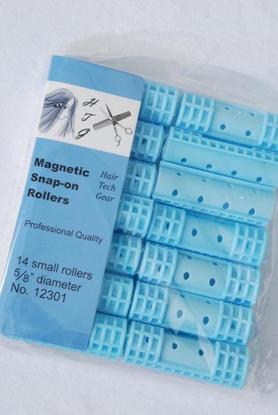  Magnetic Snap On Rollers 14 ct Small / 12 Bag = Pack  Size - 5/8" Dia Wide , Individual OPP Bag & UPC Code , Choose Colours , 14 pcs per Bag , 12 Bag = Pack 