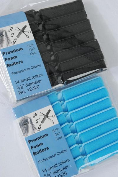 Foam Rollers 14 ct Small / 12 Bag = Pack Size - 5/8" Dia Wide , Individual OPP Bag & UPC Code , Choose Black Or Blue Colors , 14 pcs per Bag , 12 Bag = Pack