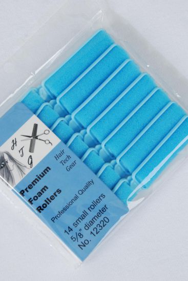 Foam Rollers 14 ct Small Blue / 12 Bag = Pack Blue , Small 5/8" Dia Wide , Individual OPP Bag & UPC Code , 14 pcs per Bag , 12 Bag = Pack