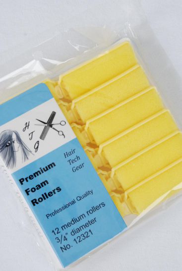 Foam Rollers 12ct Medium Yellow / 12 Bag = Pack Yellow , Medium 3/4" Dia Wide , Individual OPP Bag & UPC Code , 12 pcs per Bag , 12 Bag = Pack