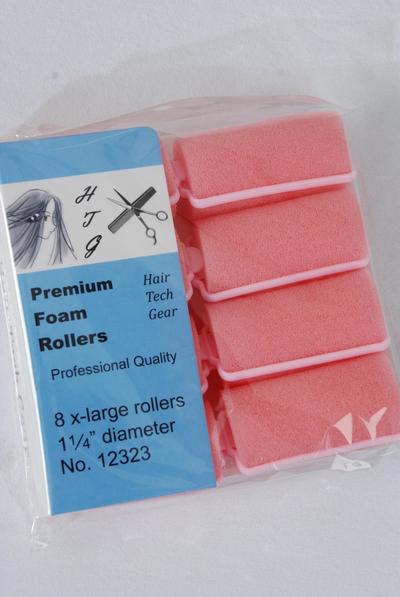 Foam Rollers 8 ct XLarge / 12 Bag = Pack Size-1 1/4" Dia Wide , Individual OPP Bag & UPC Code , Choose Black Or Pink Colors , 8 pcs per Bag , 12 Bag = Pack 