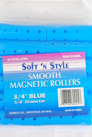 Smooth Magnetic Rollers 144 pcs Blue / 12 Bag = Pack Blue , Size - 3 / 4 , Rollerds 5 / 8 Diam , 12 pcs per Bag , 12 Bag = Pack