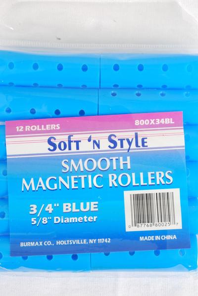 Smooth Magnetic Rollers 144 pcs Blue / 12 Bag = Pack Blue , Size - 3 / 4 , Rollerds 5 / 8 Diam , 12 pcs per Bag , 12 Bag = Pack