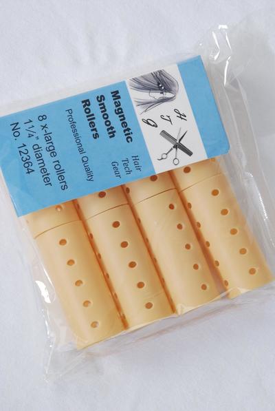 Smooth Magnetic Rollers 8 ct X - Large Khaki / 12 Bag = Pack  Khaki , Size - 1 1/4" Dia Wide , Individual OPP Bag & UPC Code , 8 pcs per Bag , 12 Bag = Pack 