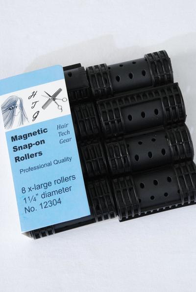 Magnetic Snap On Rollers 8 ct XLarge / 12 bag = Pack X Large , Size - 1 1/4" Dia Wide , Choose Colours , Individual OPP Bag & UPC Code , 8 pcs per Bag , 12 Bag = Pack 