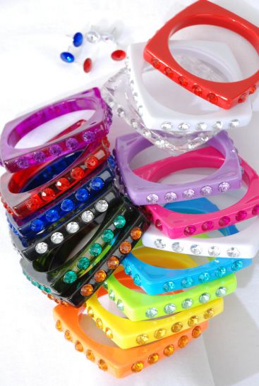 Bracelet Bangle Earrings Sets / 12 pcs Sets = Dozen Size - 2.75" x 0.5" Dia Wide , Choose Colors , Hang Tag & OPP Bag & UPC Code