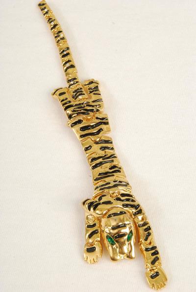 Brooch Tiger Shoulder Pin /  12 pcs = Dozen Size - 7" x 1.25" Wide , Display Card & OPP bag & UPC Code , Choose Gold Or Silver Finish