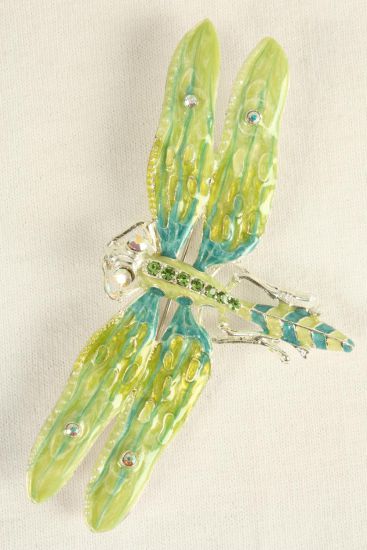 Brooch Enamal Dragonfly Rhinestones Lavender / 12 pcs = Dozen Lime , Size - 3.5'' x 2'' Wide , Gift Box & UPC Code