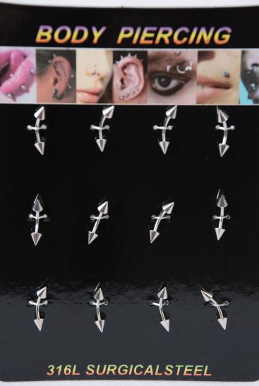 Body Piercing 316L Surgical Steel / 12 pcs = Dozen  Surgical Steel , Individual Opp Bag & UPC Code