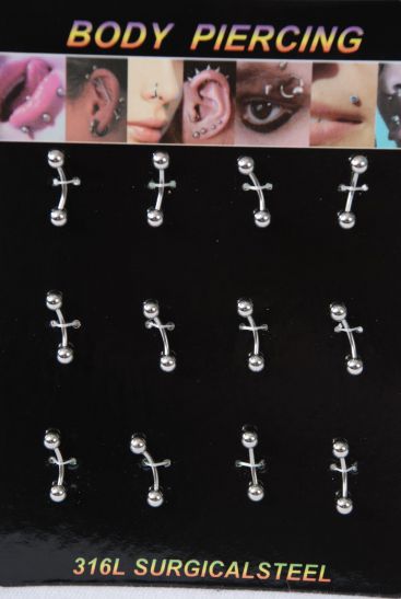 Body Piercing 316L Surgical Steel / 12 pcs = Dozen  Surgical Steel , Individual Opp Bag & UPC Code