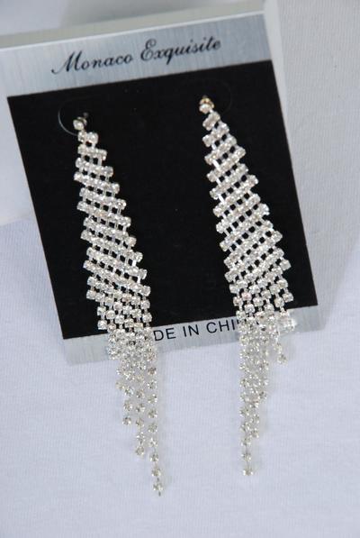 Earrings Boutique Rhinestone Post / 12 pair = Dozen Post , Size - 3.5" x 0.75" Wide , Black Velvet Earring Card & OPP Bag & UPC Code ,Choose Gold Or Silver Finish