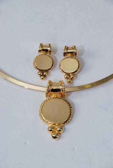 Necklace Sets Choker Luggage Tag Pendant Gold Post / Sets Gold , Post , 16" Choker , Flexible , Display Card & OPP bag & UPC Code