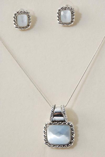 Necklace Sets Snake Chain Cat-eye Pendant / Sets Pendant Size - 1.5" x 1" Wide , 20" Chain , Hang Card & Opp Bag & UPC Code , Choose Colors                                                