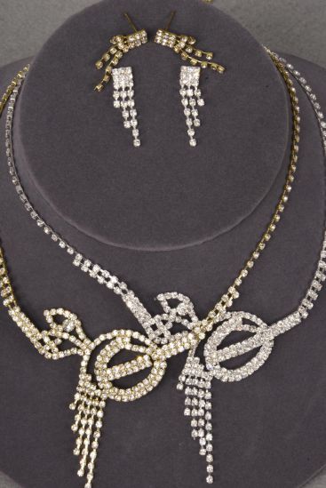 Necklace Sets Rhinestone Post / 12 Sets = Dozen Post , Size - 18 inch , Extension Chain , Black Velvet Display Card & OPP Bag & UPC Code , Choose Finishes