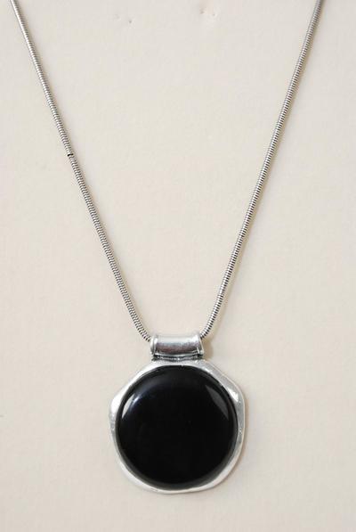 Necklace Snake Chain Silver Real Semiprecious Stone Pendant / 12 pcs = Dozen 18" Long Extension Chain , Pendant Size - 2" wide , Choose Colors , Hang Tag & Opp Bag & UPC Code