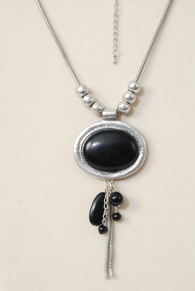 Necklace Silver Snake Chain Real Semiprecious Stones / 12 pcs = Dozen Size - 24" w Extension Chain , Choose Colors , Hang tag & OPP bag & UPC Code