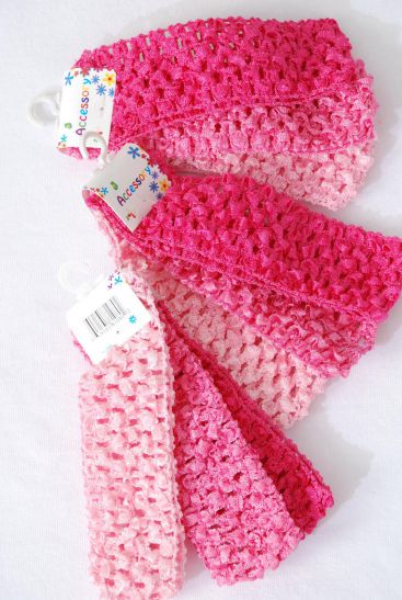 Ballerina Headband 36 pcs Pink Mix / 12 card = Dozen   Pink Mix , Size - 1.75" Wide , Stretch , 4 of each Color Asst , Hang Tag & UPC Code , each card has 3 pcs , 12 card = Dozen 