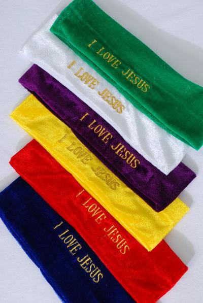 Headband Velvet Embroidery Stretch / 12 pcs = Dozen Stretch , Width -2.5" Wide , Choose Multi or Black White Mix , Individual OPP bag