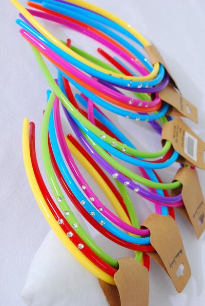 Headband Horseshoe 36 pcs Acrylic Rhinestones Multi / 12 card = Dozen Multi , 3 of each Pattern Asst , Hang Tag & Opp Bag & UPC Code , 3 pcs per card , 12 card = Dozen