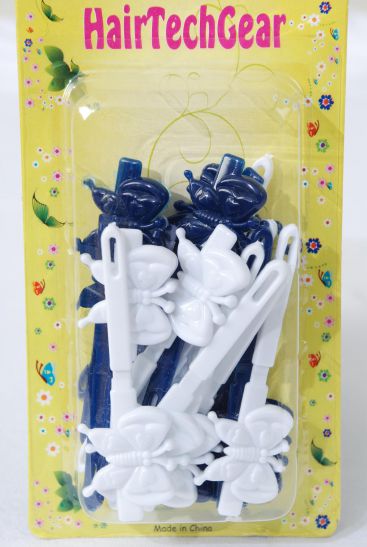 Barrettes Butterfly Navy White Mix / 12 card = Dozen Each Card have UPC Code , 12 Card = Dozen 