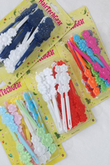 Barrettes Daisy Flowers / 12 card = Dozen Choose Colors , Each Card have UPC Code , 12 Card = Dozen 