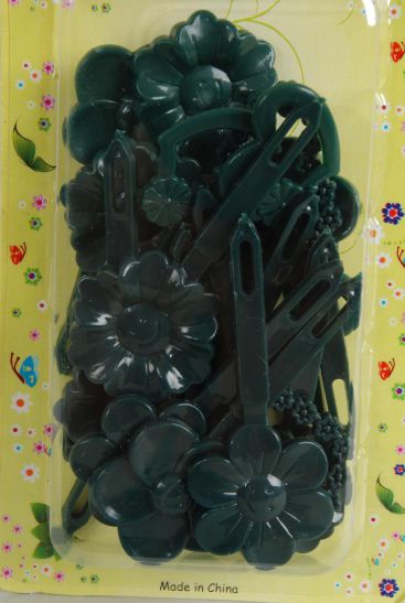 Barrettes Flowers Hearts Mix Hunter Green Mix / 12 Card = Dozen Hunter Green Mix , Each Card have UPC Code , 12 Card = Dozen 