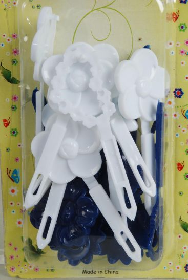 Barrettes Flowers Hearts Mix Navy White Mix / 12 Card = Dozen Navy White Mix , Each Card have UPC Code , 12 Card = Dozen 