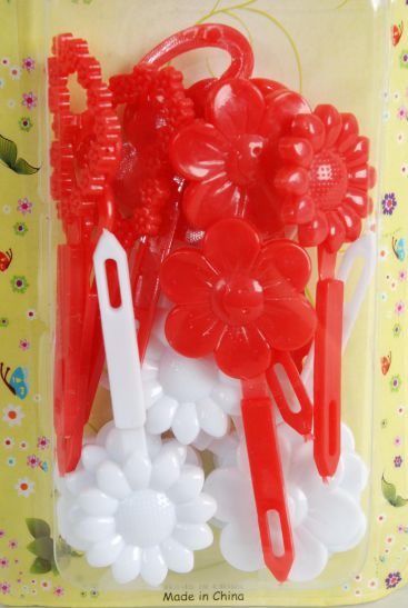 Barrettes Flowers Hearts Mix Red White Mix / 12 Card = Dozen Red White Mix , Each Card have UPC Code , 12 Card = Dozen 