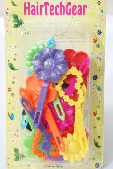 Barrettes Flowers Hearts Mix Silky Multi / 12 Card = Dozen  Silky Multi , Each Card have UPC Code , 12 Card = Dozen 