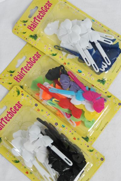 Barrettes Big Bow-ties / 12 Card = Dozen Choose Colors , Each Card have UPC Code , 12 Card = Dozen 