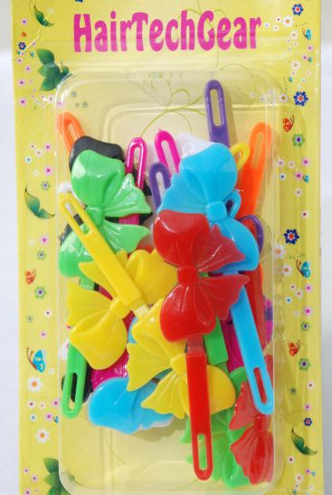 Barrettes Big Bow-ties Multi Color Asst / 12 Card = Dozen Multi , Each Card have UPC Code , 12 Card = Dozen 