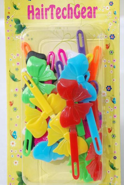 Barrettes Big Bow-ties / 12 Card = Dozen Choose Colors , Each Card have UPC Code , 12 Card = Dozen 
