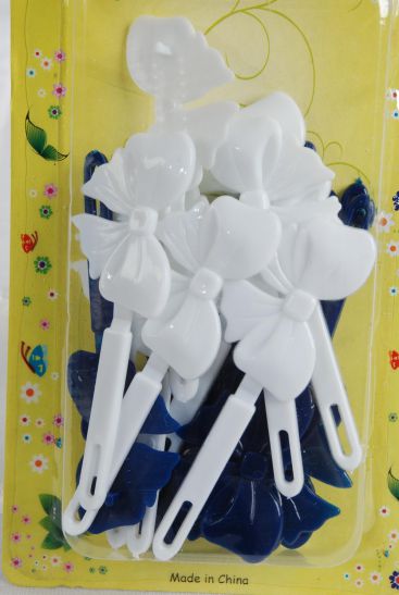 Barrettes Big Bow-ties Navy & White Mix / 12 Card = Dozen Each Card have UPC Code , 12 Card = Dozen 