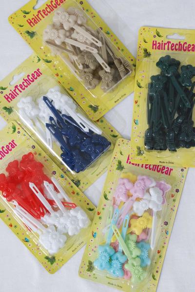 Barrettes Bowtie Daisy Flowers / 12 Card = Dozen Choose Colors , Each Card have UPC Code , 12 Card = Dozen 