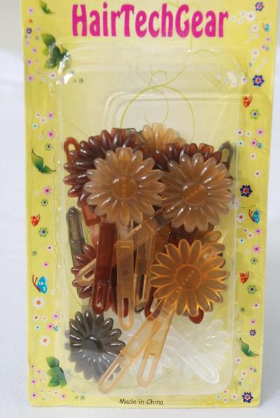 Barrettes Daisy Flower Mix / 12 Card = Dozen Choose Colors , Each Card have UPC Code , 12 Card = Dozen 
