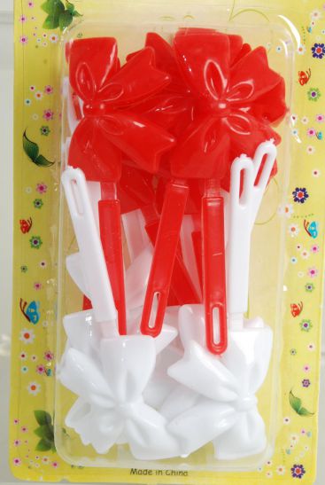 Barrettes Large Bow-tie Red White Mix / 12 Card = Dozen  Red White Mix , each card has UPC Code , 12 Card = Dozen