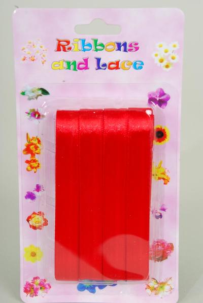 Ribbons Satin Red / 12 card = Dozen Red , each card has 4 Yard Ribbons , UPC Code , 12 card =  Dozen