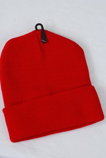 Winter Knitted Hat Beanie Skull Cap Polyester Heavy Weight Red / 12 pcs = Dozen  Red , Hang tag & OPP bag & UPC Code