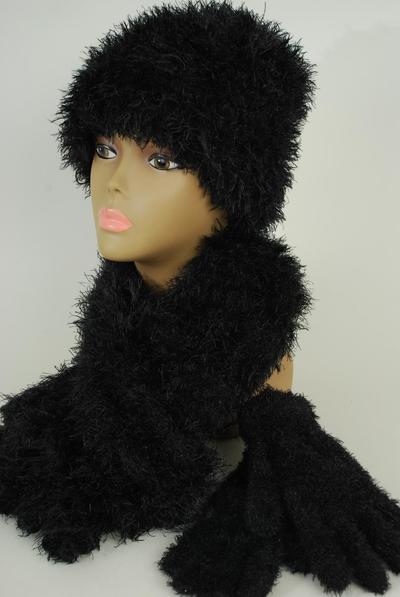 Scarf Multi function Magic Scarf Glove Hat 3 pcs Sets Soft Stretch Black / Dozen Sets Black , Scarf Size - 64 x 13" Wide , Display Card & OPP Bag & UPC Code