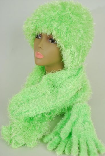 Scarf Multi function Magic Scarf Glove Hat 3 pcs Sets Soft Stretch Apple green / Sets  Apple Green , Stretch , Scarf Size - 13" x 64" Wide , Display Card & OPP Bag & UPC Code