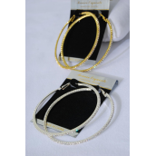 Earring Boutique Loop 2&quot; Wide Rhinestones/PC **Post** Size-2&quot; Wide,Choose Gold &amp; Silver Finish,Earring Card &amp; OPP Bag &amp; UPC Code -