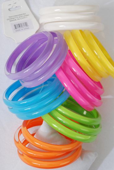 Bracelet Bangle 36 pcs Poly Cat-eye / 12 card= Dozen Size - 2.75" Dia Wide , Choose Colors , Hang Tag & OPP bag & UPC Code