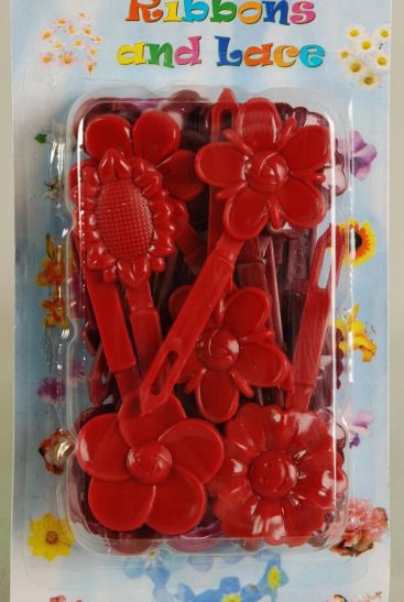 Barrettes Flowers Heart Mix Wine Mix/ 12 Card = Dozen Wine Mix , Each Card have UPC Code , 12 Card = Dozen