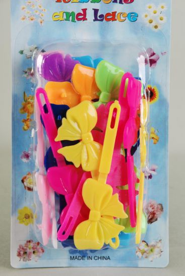 Barrettes Big Bow-tie Citrus Color Asst / 12 Card = Dozen Citrus , Each Card have UPC Code , 12 Card = Dozen 