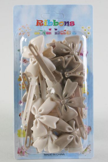 Barrettes Large Bow-ties Khaki Mix / 12 Card = Dozen Khaki Mix , each card has UPC Code ,12 Card = Dozen